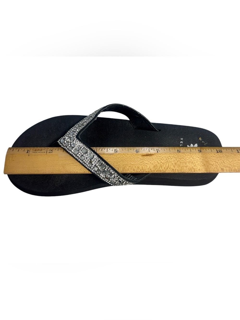 Yellow Box Women's Black Sandals with Rhinestone Detail Size 8.5 - Picture 7 of 7